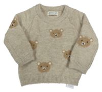 Béžový melírovaný sveter s medvedíkmi PRIMARK