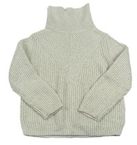Smotanový rebrovaný trblietavý sveter s rolákom Mothercare