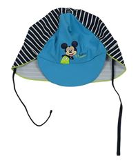 Tmavomodro-biela pruhovaná UV čapica s Mickey mousem Disney