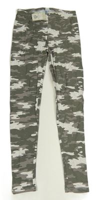 Kaki-svetlosivé melírované army legíny Primark