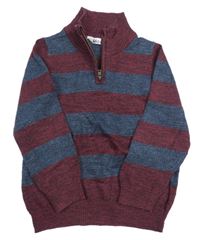 Vínovo-tmavomodrý melírovaný pruhovaný sveter M&Co.