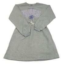 Šedé melírované teplákové šaty s nápisem a číslem Page One Young