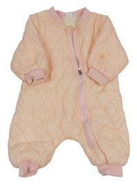 Růžová prošívaná šusťáková zateplená kombinéza