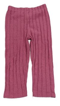 Fuchsiové melírované rebrované úpletové legíny