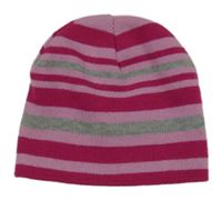 Ružovo-fuchsiovo-sivá pruhovaná čapica Matalan