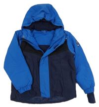 Tmavomodro-modrá šušťáková lyžiarska funkčná bunda s kapucňou Crivit