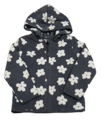 Antracitová kvetovaná fleecová prepínaci mikina s kapucňou George