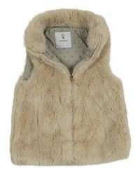 Béžová kožušinová podšitá vesta Okaidi