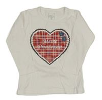 Bílé triko s kostkovaným srdcem Name it