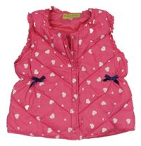 Tmavoružová šušťáková zateplená vesta so srdiečkami