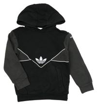 Černo-antracitová mikina s logem a kapucí Adidas