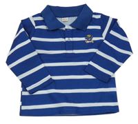 Modro-bílé pruhované polo triko s medvědem