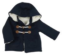 Tmavomodrý zateplený propínací svetr s kapucí Lupilu