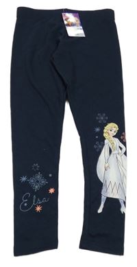 Nové - Tmavomodré zateplené legíny s Elsou Primark