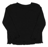 Čierne rebrované úpletové tričko