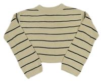 Béžovo-čierny pruhovaný crop sveter H&M