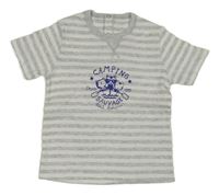 Šedo-bílé pruhované tričko se zvířaty Petit Bateau