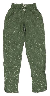 Khaki bodkovaná é ľahké nohavice H&M
