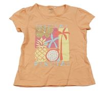 Oranžové tričko s palmami a ovociem Orchestra