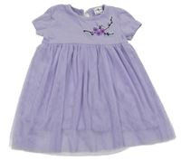 Lila bavlněno/tylové šaty s kvetinami So Cute