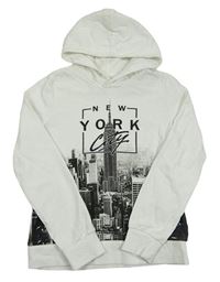 Biela mikina s mrakodrapy a kapucňou H&M