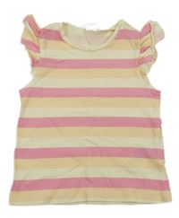 Žluto-růžové pruhované tričko s kanýy H&M