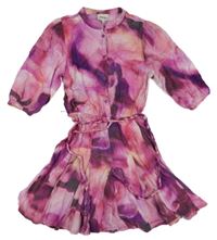 Růžovo-fuchsiové vzorované lehké šaty s páskem Shoeby