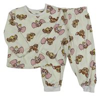 Smetanové plyšové pyžamo s Disney postavami Primark