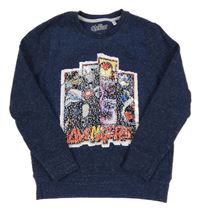 Tmavomodrá melírovaná mikina s překlápěcími flitry - Avengers C&A