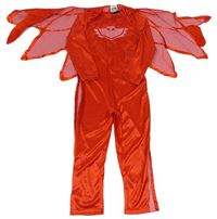 Kockovaným - Červený vzorovaný overal s pláštěm - Pyžamasky
