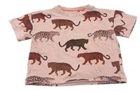 Staroružové crop pyžamové tričko s leopardmi Next