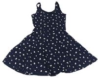 Tmavomodré kvetované šaty H&M