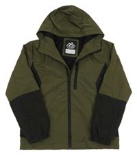 Kaki-čierna šušťáková jarná bunda s kapucňou zn. Matalan