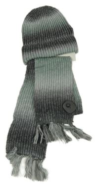 Nové - 2 set - šedo-zelená melírovaná pletená čepice + šála F&F
