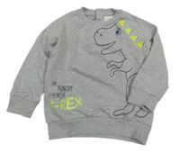 Sivá melírovaná mikina s dinem Topomini