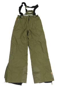 Khaki šusťákové funkční oteplovačky s trakami Alive