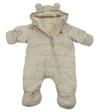 Svetlobéžová šušťáková zimná kombinéza s nášivkou a kapucňou H&M