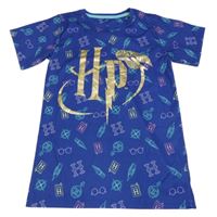 Modré vzorované pyžamové tričko - Harry Potter