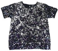 Stříbrno-fialové flitrové tričko Primark
