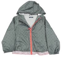 Khaki šusťáková pozdimní bunda s hvězdami a kapucí 