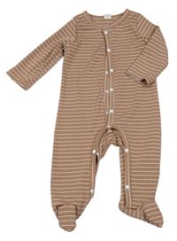 Starorůžovo-bílý pruhovaný žebrovaný overal Shein