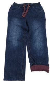 Tmavomodré teplákové podšité rifle s úpletovým pasom Lupilu