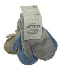 Nové - 3set - 3x palcové rukavice - šedé + modré + béžové Primark