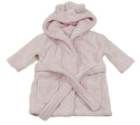 Světlerůžový plyšový župan s kapucí 