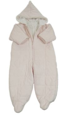 Světlerůžová sametová prošívaná zateplená kombinéza s kapucí M&S