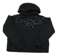 Čierna crop mikina s flitrami a kapucňou Jeff&Co
