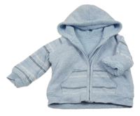 Svetlomodrá zateplená prepínaci mikina s pruhmi a kapucňou George