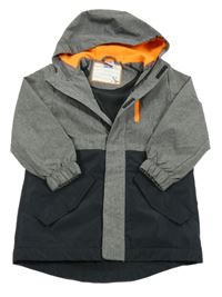 Šedo-černá šusťáková lehce zateplená bunda s kapucí Kiki&Koko