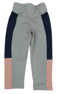 Sivo-tmavomodro-ružové športové legíny Vertbaudet