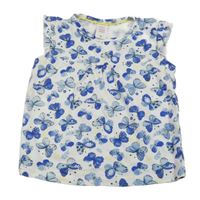 Bielo-modrý top s motýlikmi C&A